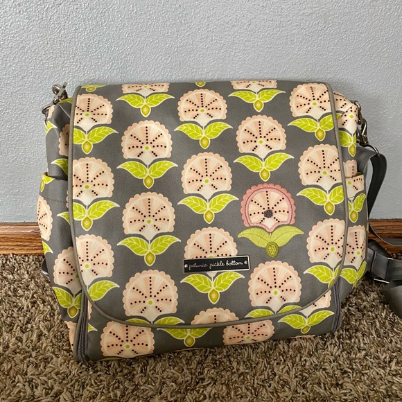 Petunia Pickle Bottom Baby Diaper Bag Green Grey Pink Abundance Boxy Backpack - Picture 2 of 10